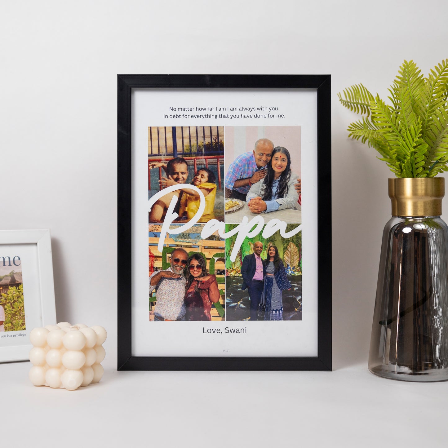 Custom Dad Photo Collage Frame with Heartfelt Message – Personalized Gift