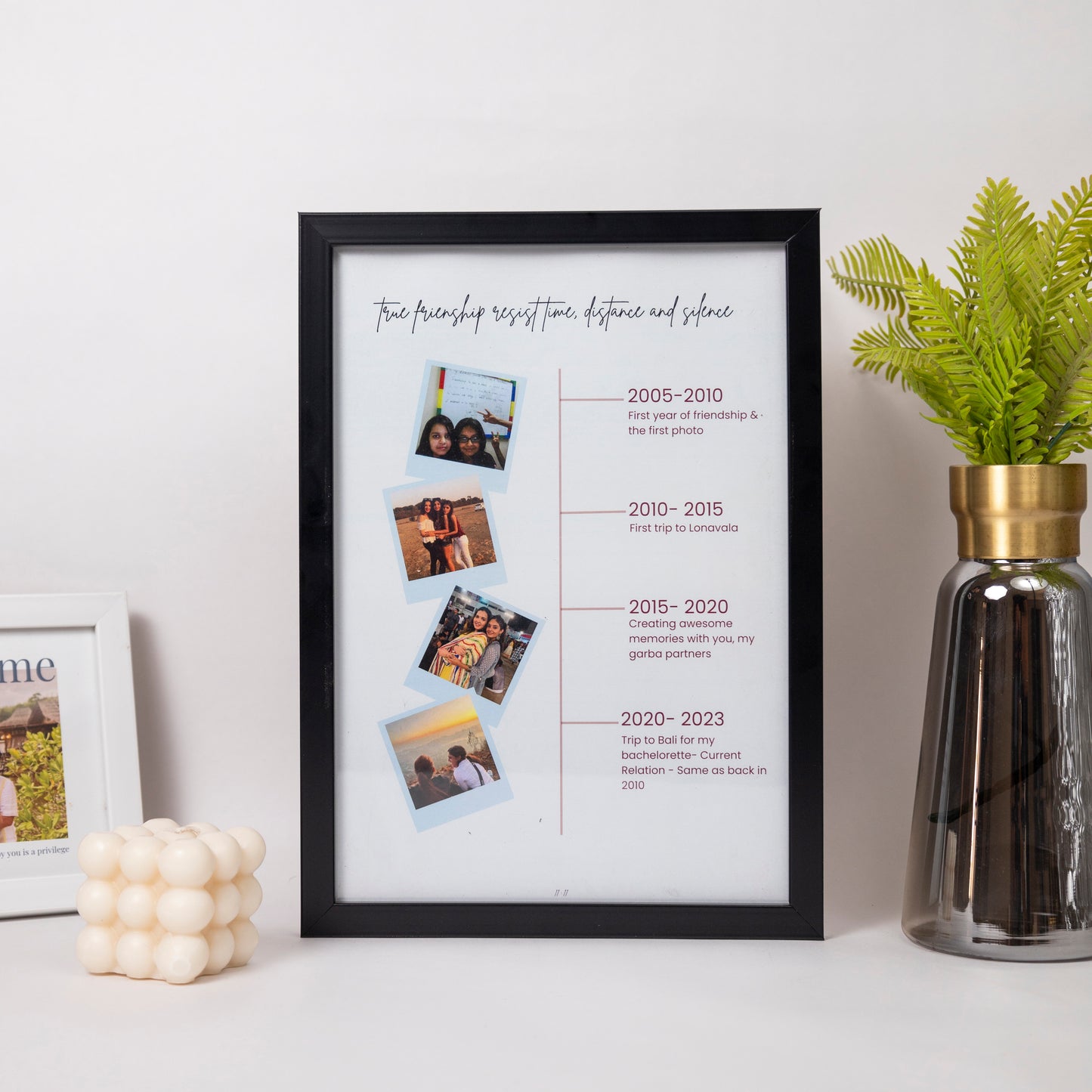 Personalised Timeline and Photo Frame- True friendship resist time, distance and silence