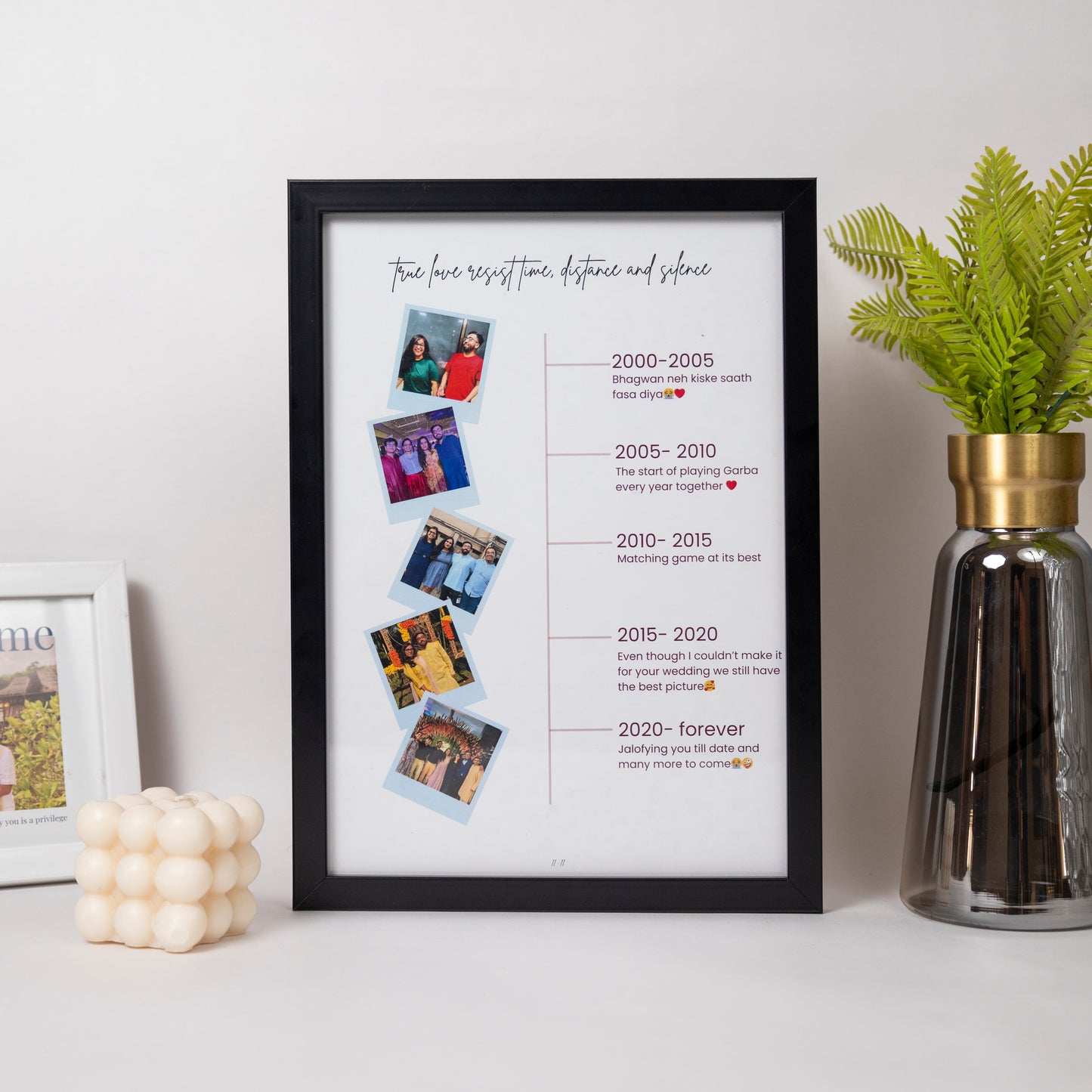 Personalised Timeline and Photo Frame- True love resist time, distance and silence