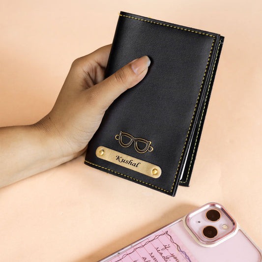 Personalised Leather Passport Cover - Black