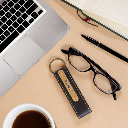 Personalised Leather keychain - Black