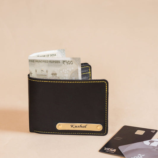 Personalised Leather Male Wallet - Black
