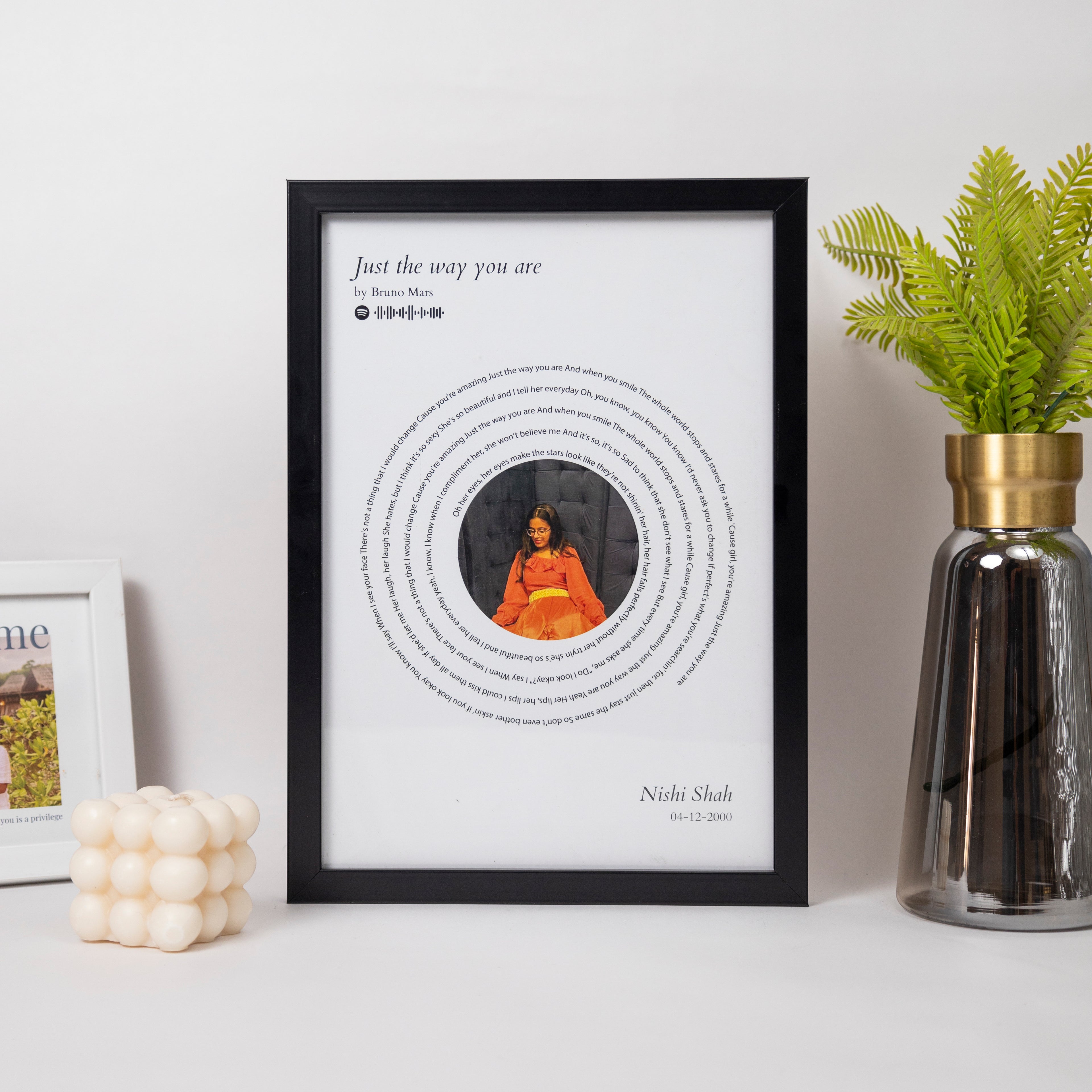 Personalised Song Lyrics Frame- Just the way you are by Bruno Mars