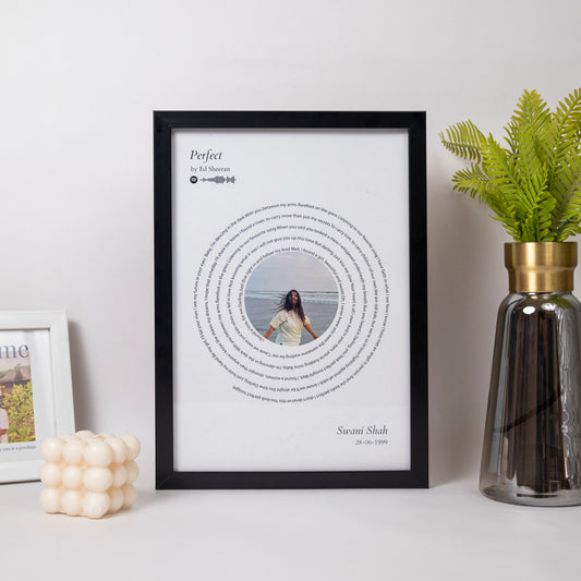 Personalised Song Lyrics Frame- Perfect by ED Sheeran
