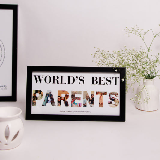 Personalized 'World’s Best Parents' Photo Collage Frame – Gift for Mom & Dad